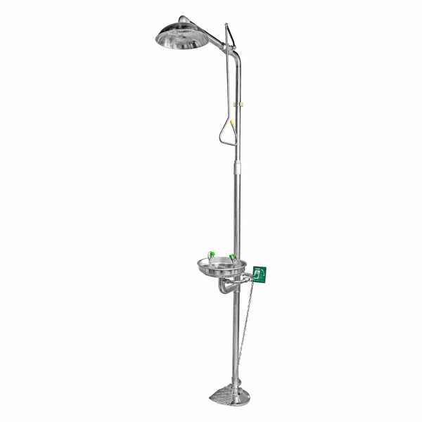 Emergency shower and eyewash station for chemical safety
