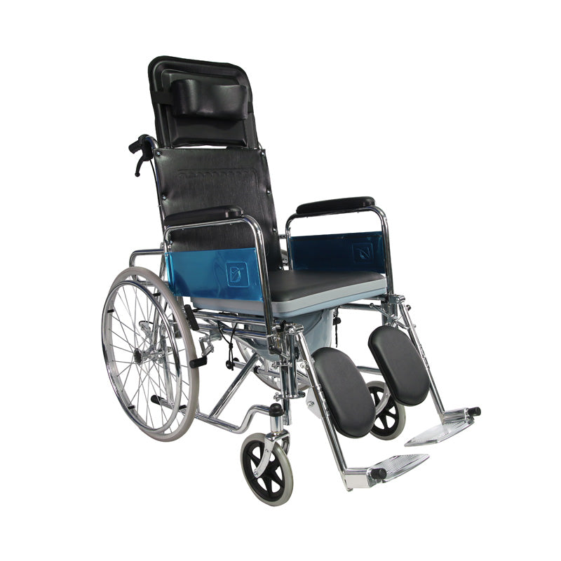 Reclining high-back WheelChair with commode